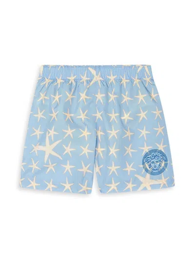 Versace Kids' Little Boy's & Boy's Sea Starfish Print Swim Shorts In Blue