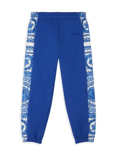 Versace Little Girl's & Girl's Barocco Foulard Fleece Joggers In Blue