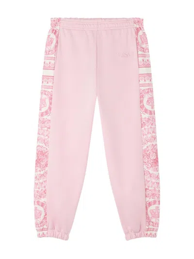 Versace Little Girl's & Girl's Barocco Foulard Fleece Sweatpants In Pink