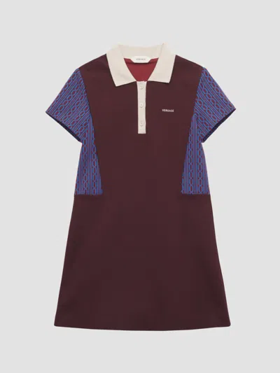 Versace Kids' Little Girl's & Girl's Colorblock Polo Minidress In Brown