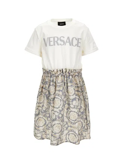 Versace Little Girl's & Girl's Logo Barocco T-shirt Dress In White