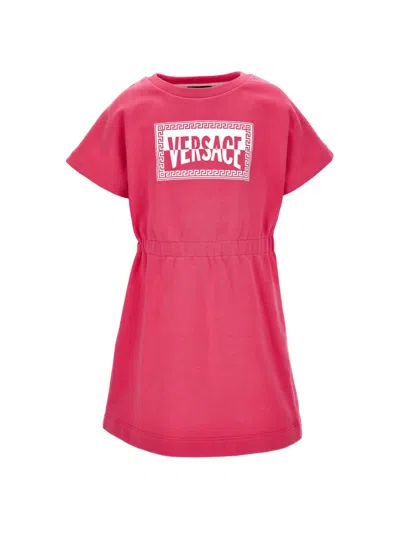 Versace Little Girl's & Girl's Logo Short-sleeve Sweatshirt Dress In Purple