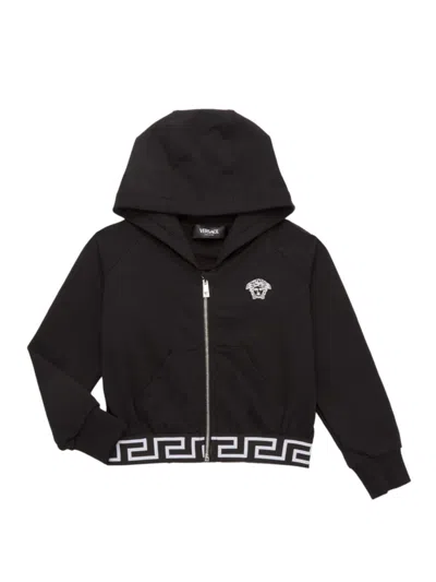 VERSACE LITTLE GIRL'S & GIRL'S MEDUSA EMBROIDERED ZIP-UP SWEATSHIRT