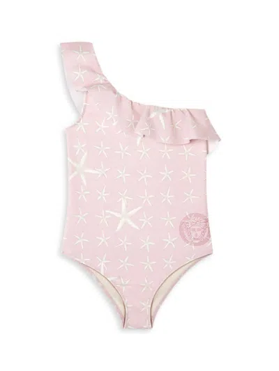 Versace Little Girl's & Girl's Sea Starfish Print One-shoulder One-piece Swimsuit In Pink