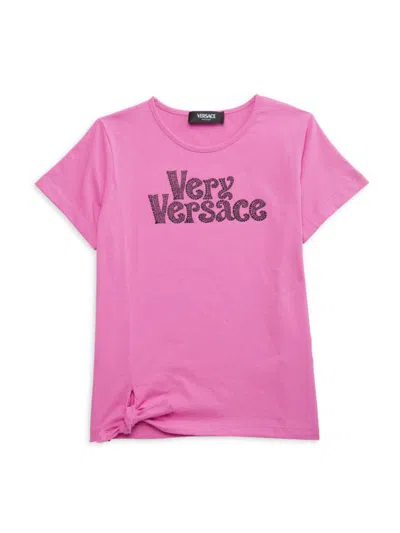 Versace Kids' Little Girl's & Girl's 'very ' Knotted T-shirt In Water Lily