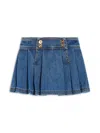 Versace Pleated Denim Skirt In Blue