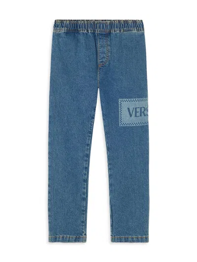 Versace Little Kid's & Kid's 90s Vintage Logo Denim Pants In Blue