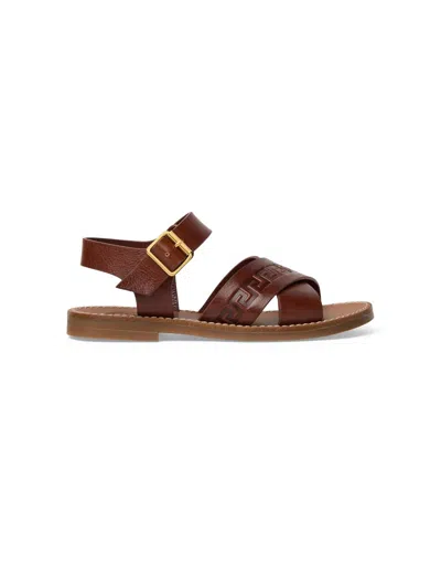 Versace Little Kid's & Kid's Leather Sandals In Gold