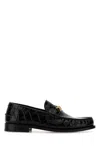 Versace Medusa Croc-effect Leather Loafers In Black