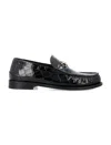 Versace Medusa Crocodile-embossed Leather Loafers In Black