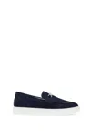 Versace Men's Medusa Coin Suede Hybrid Loafers In Blue