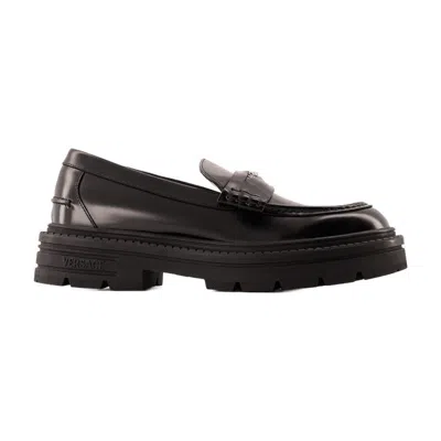VERSACE VERSACE LOAFERS CALF LEATHER FLAT SHOES