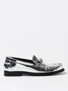 Versace Chain Detail Loafers With Metallic Finish In Silver