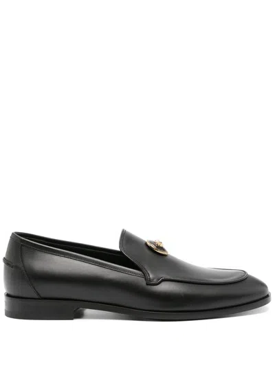 Versace Loafers With Medusa Plaque In Black