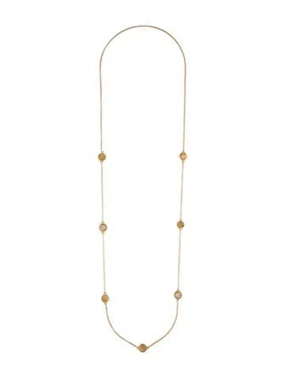 Pre-owned Versace Logo And Crystal Station Necklace, 21.25" In Multi