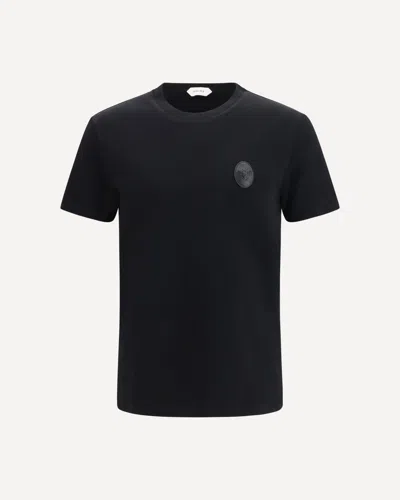 Versace Logo-embroidered Cotton T-shirt In Black