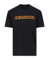 Versace Crew Neck Embroidered Design Short Sleeves In Black
