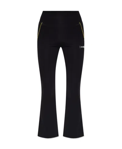 Versace Logo-appliqué Flared Leggings In Black