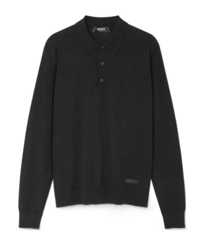 VERSACE VERSACE LONG-SLEEVED KNITTED POLO SHIRT