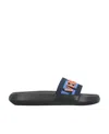 Versace Black Rubber Slide With Logo In Black