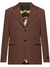 Versace Single-breasted Wool Blazer In Brown