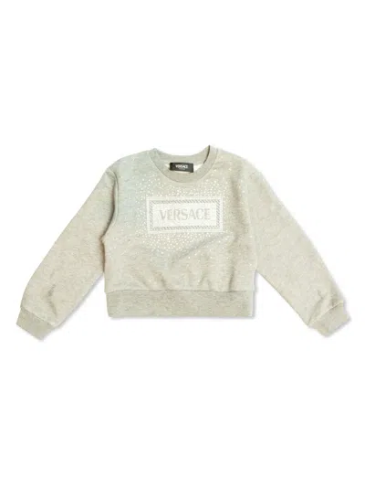 Versace Kids' Logo-appliqué Sweatshirt In Grey