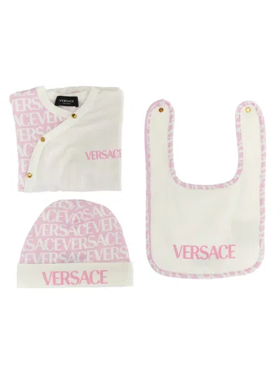 Versace Logo Baby Set In Pink