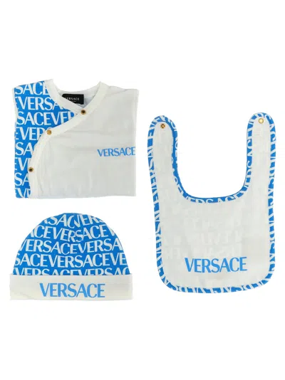 Versace Logo Baby Set In Blue