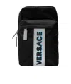 Versace Logo Backpack In Black