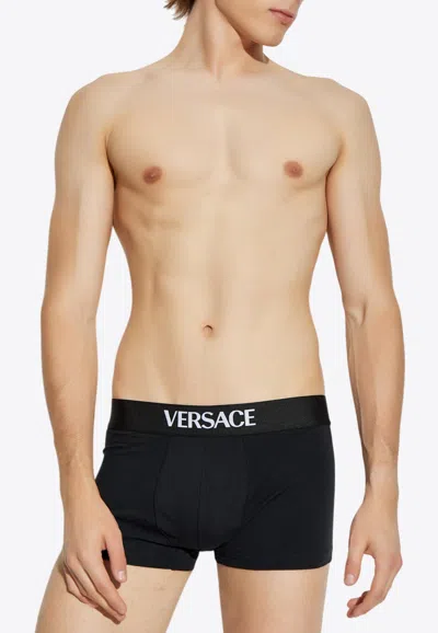 Versace Logo Band Boxer Shorts - Set Of 3 In Black
