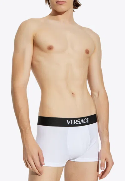 Versace Logo Band Boxer Shorts - Set Of 3 In White