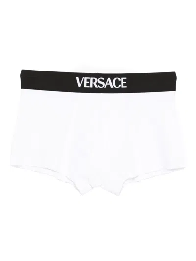 Versace Logo-band Boxer Shorts In White