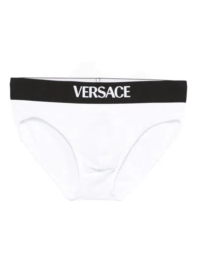Versace Logo-band Briefs In White