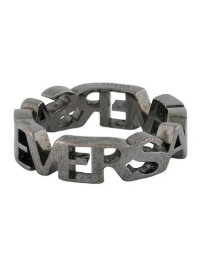 Pre-owned Versace Logo Band Ring In Multi