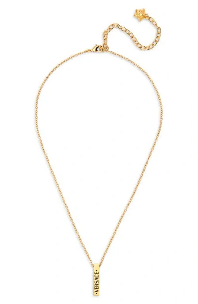 Versace Logo Bar Pendant Necklace