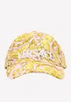 Versace Barocco Print Cotton Cap, Size 59 In Yellow