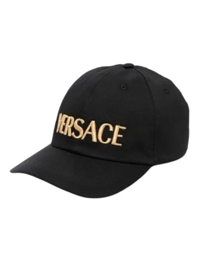 Versace Logo Baseball Cap In Black