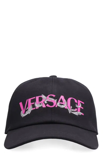 Versace Logo-print Detail Baseball Cap In Black