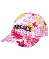 Versace Floral-print Embroidered-logo Baseball Cap In Pink