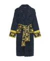 Versace Logo Bathrobe In Blue