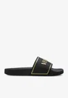 Versace Black Sandals With Logo Printed On The Front In Black