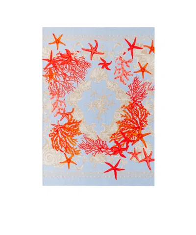 Versace Logo Beach Towel In Blue
