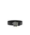Versace Medusa Head Gold-toned Buckle Leather Belt In Black