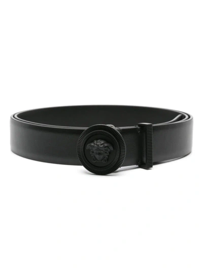 Versace Logo Belt In Black  