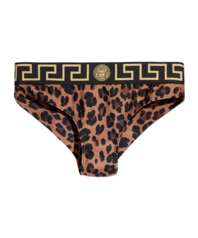 VERSACE LEOPARD-PRINT BIKINI BOTTOMS