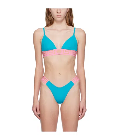 Versace Logo Bikini Top In Nude