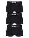 Versace Logo Intarsia Pack Of Three Boxers In Black
