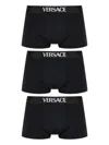 Versace Logo Intarsia Pack Of Three Boxers In Black