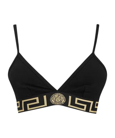 Versace Logo Bra In Black