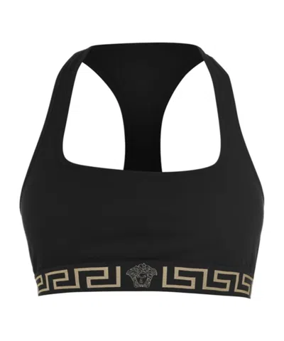 Versace Logo Bra In Black
